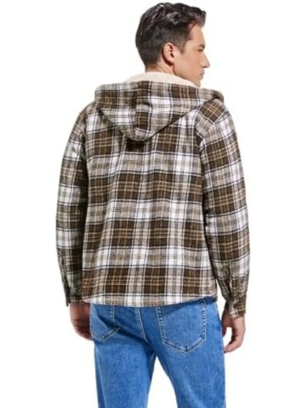 Cozy Men's Fleece Lined Zip Up Flannel Jacket with Hood - Perfect for Fall!